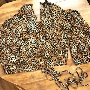 Maje Animal Print Top in Brown and Black